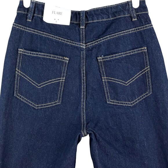 Future Collective Reese Blutstein Women Blue Jean Size 4 Flare Leg High Rise NEW - Picture 4 of 12